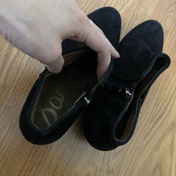 Sam Edelman black suede leather ankle zip boots size US 8 - Picture 6 of 8